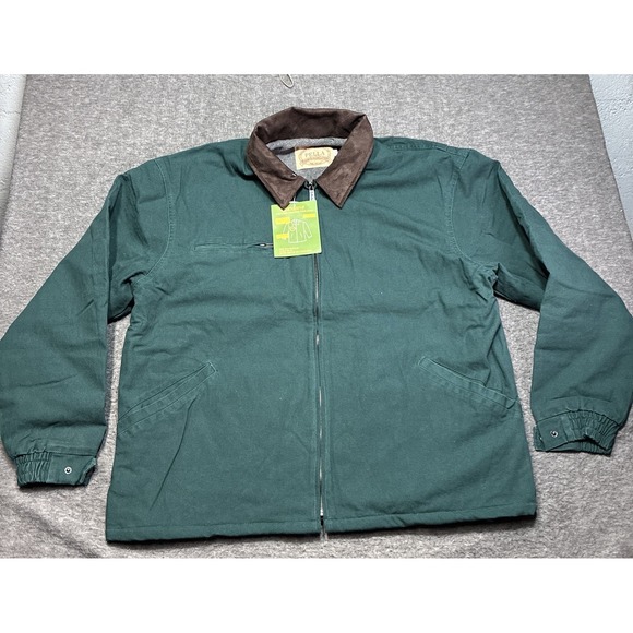 Pella Cheyenne Duck Canvas Jacket Fleece Lined Men XL Green Durable Warm New